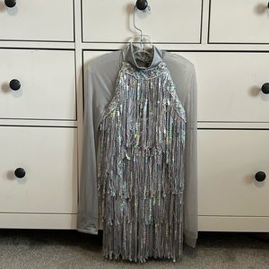 sparkly silver dance costume